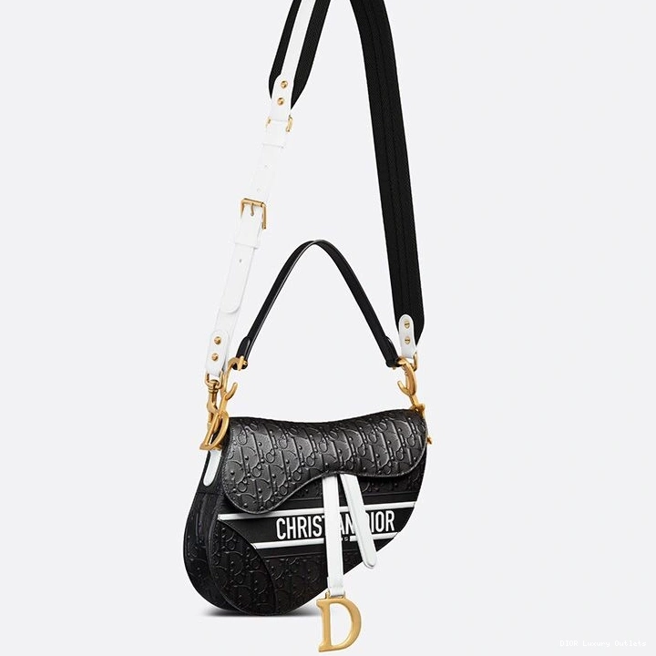Cheap Christian Black Saddle Calfskin Embossed Dior White Bag Oblique 0801 Luxury